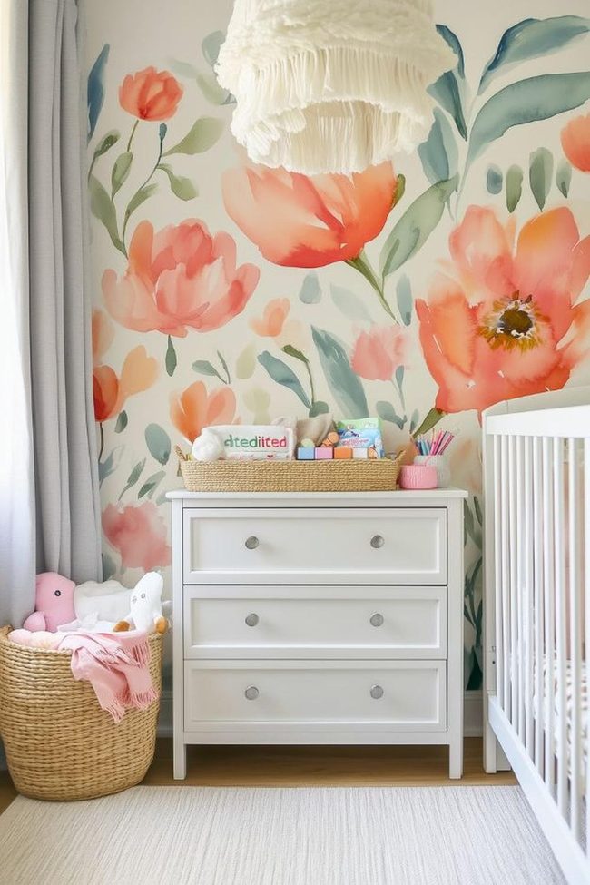 Buttery Yellow Nursery With Watercolor Florals