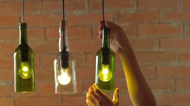 Recycled Glass Bottles Glowing Warm
