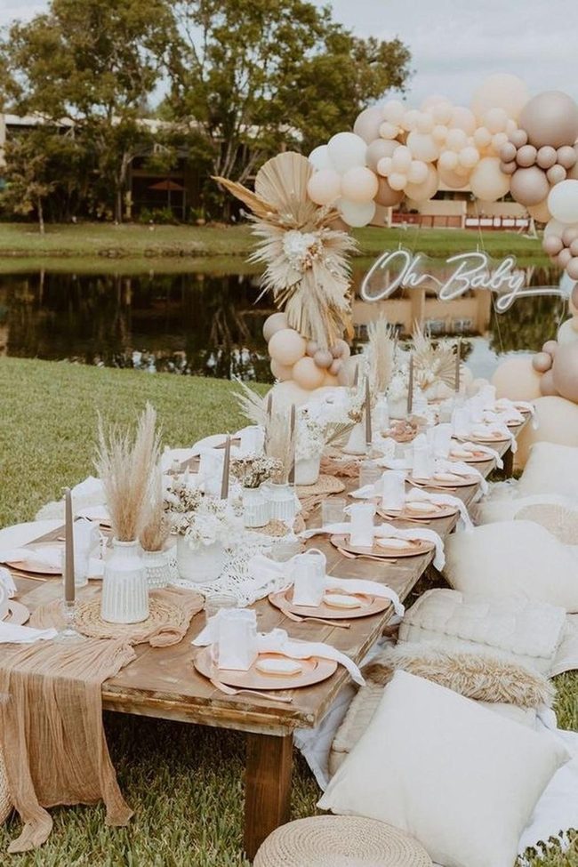 Cream Balloon Arch Outdoor Gathering