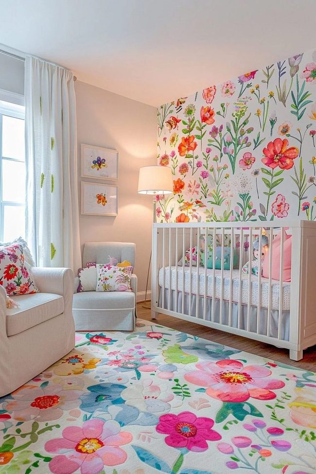 Colorful Floral Nursery Sanctuary