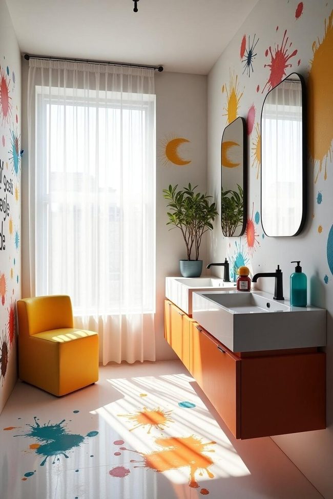 Kids Drawing Bathroom Wall