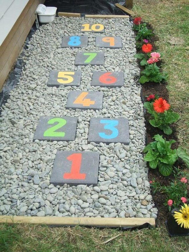 Painted Paver Hopscotch Game