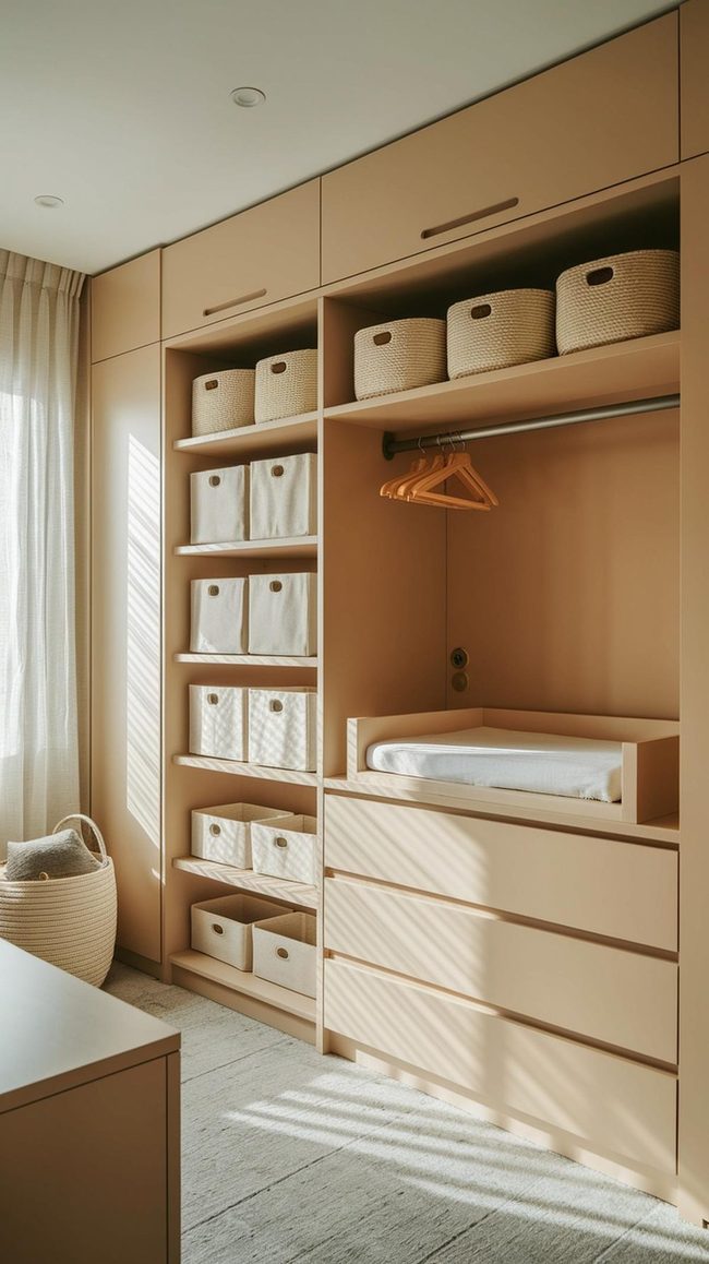 Open Shelving With Natural Woven Baskets