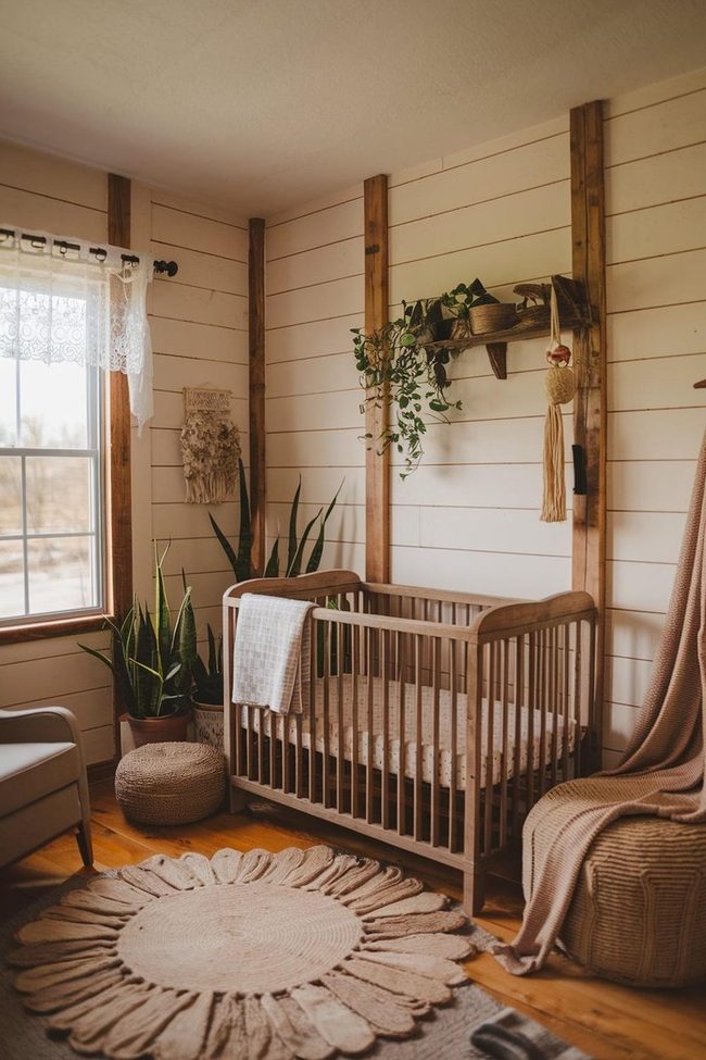 White Shiplap Nursery with Authentic Wood