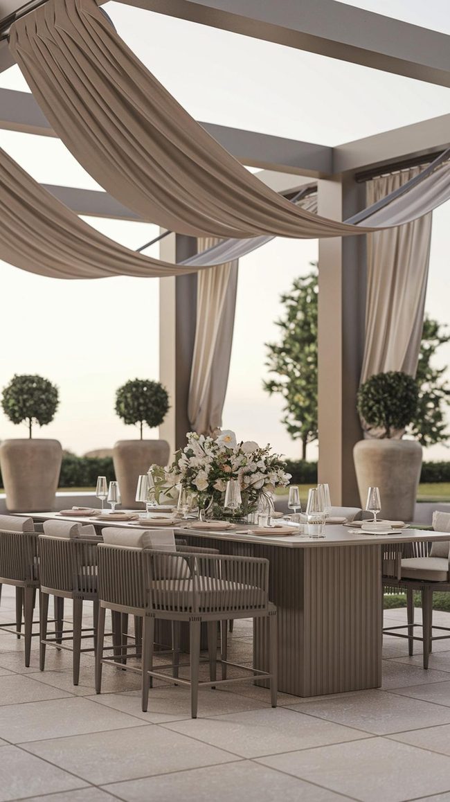 Neutral Shade Sails Dining