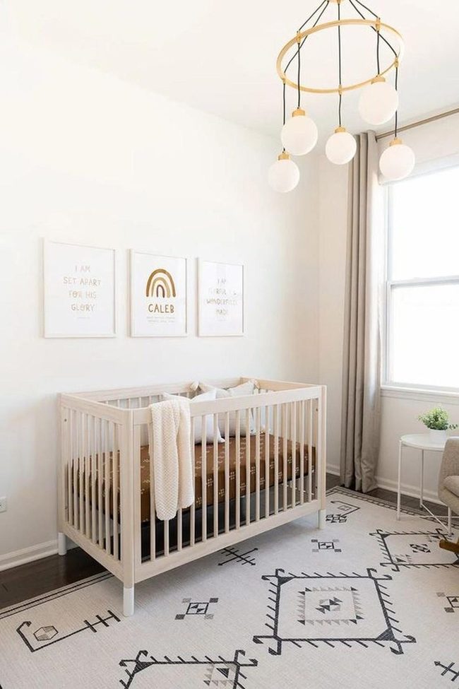 Wooden Crib, Geometric Rug