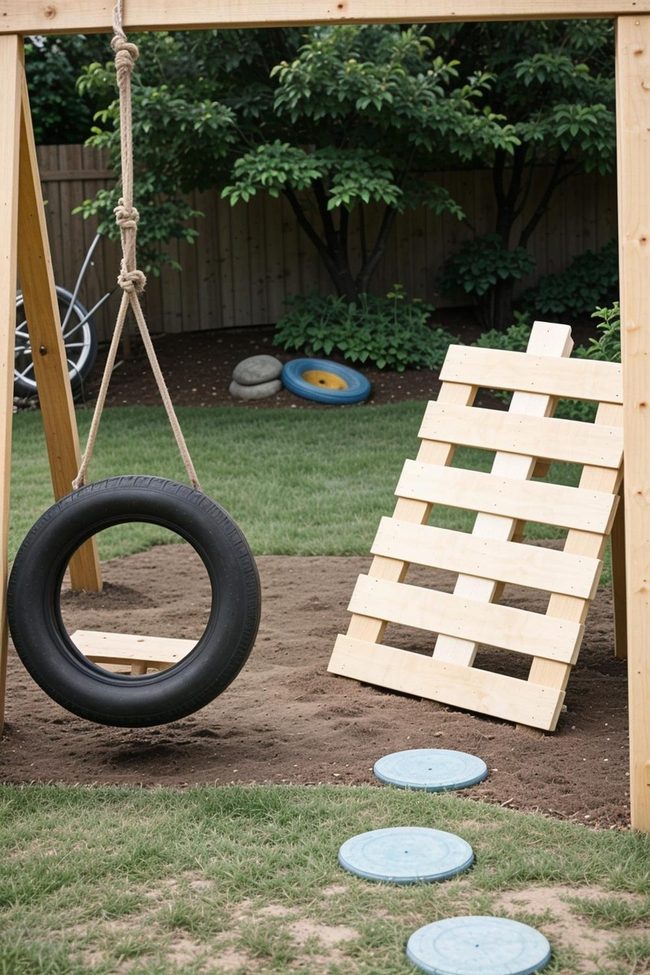 Backyard Pallets Into Playgrounds