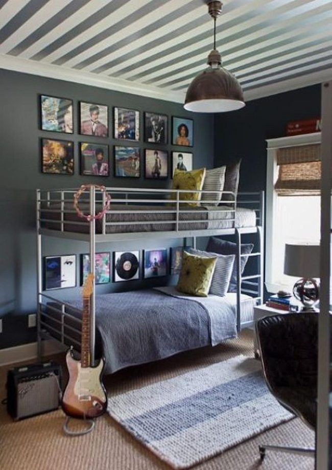 Striped Ceiling Music Bedroom