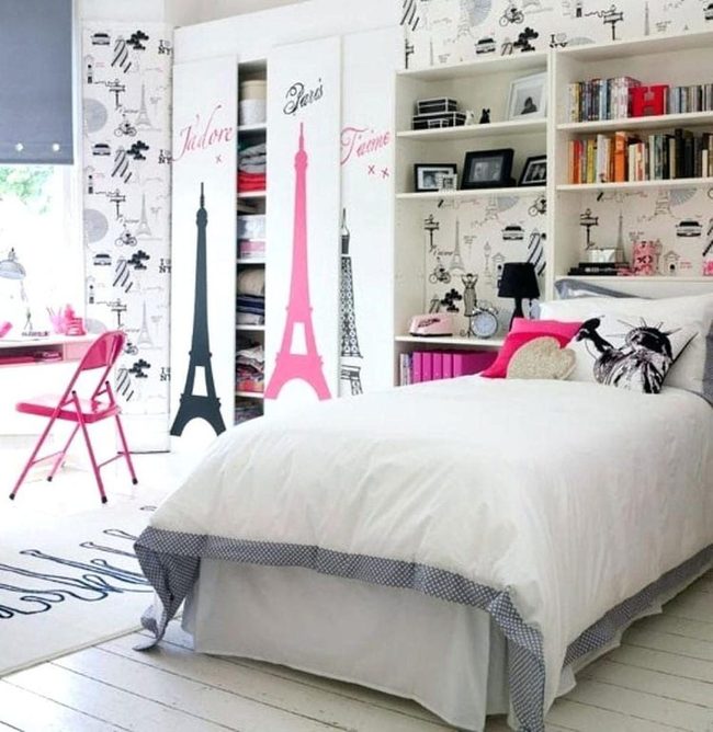 Black, White, Hot Pink Bedroom