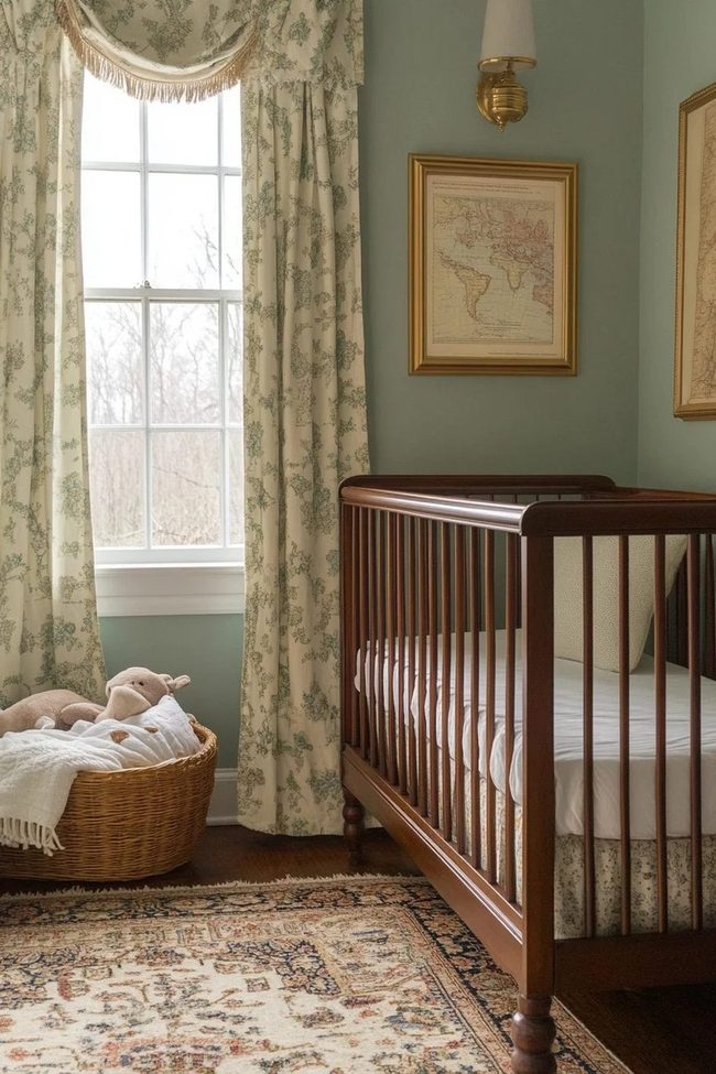 Spindle Crib, Brass Fixtures