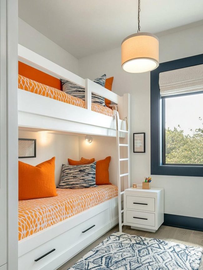 Bunk Bed with Built-In Storage and Task Lighting