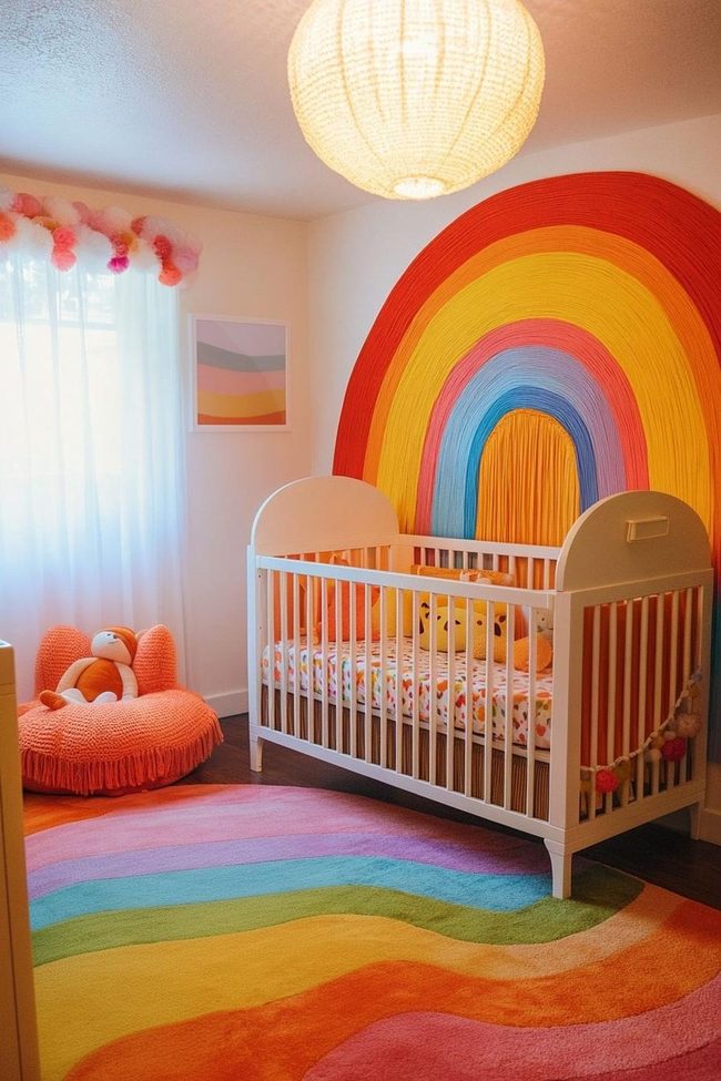 Rainbow Radiant Nursery Wall