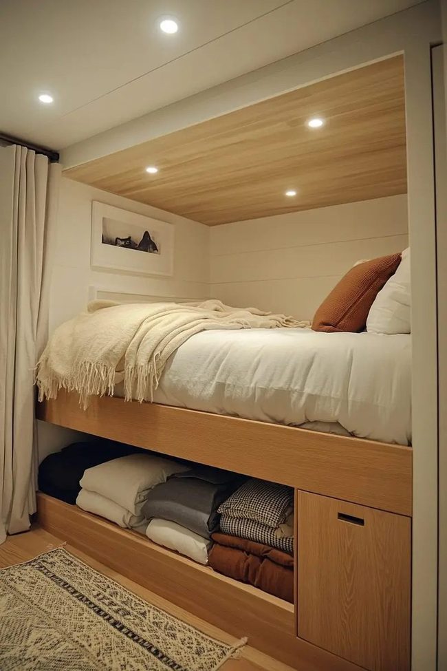 Lofted Wood Bed Storage
