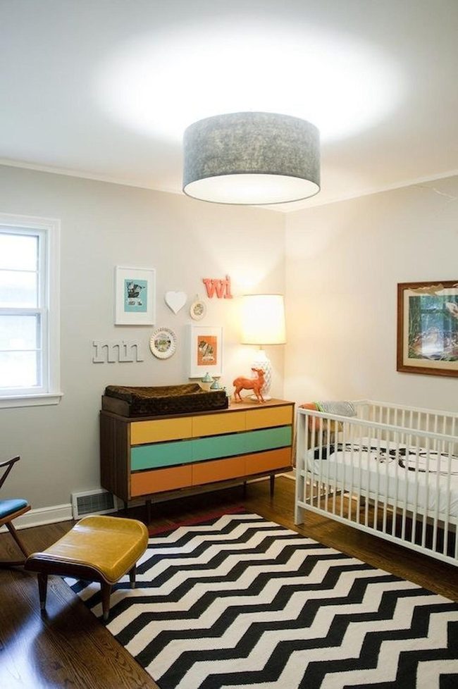 Black Zigzag Nursery With Teal Orange Accents
