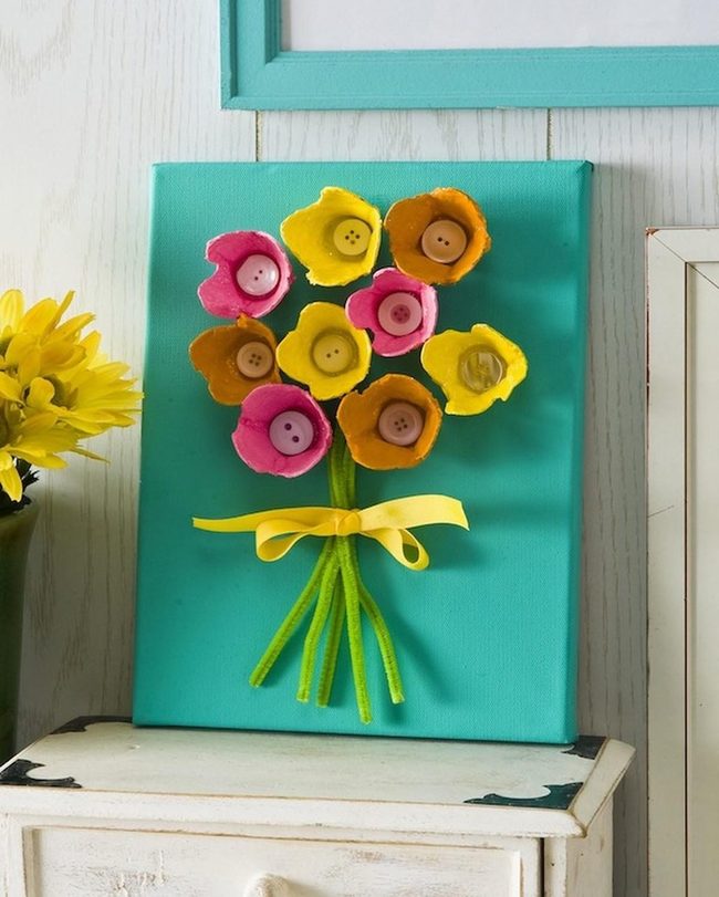 Recycled Egg Carton Flowers Yellow