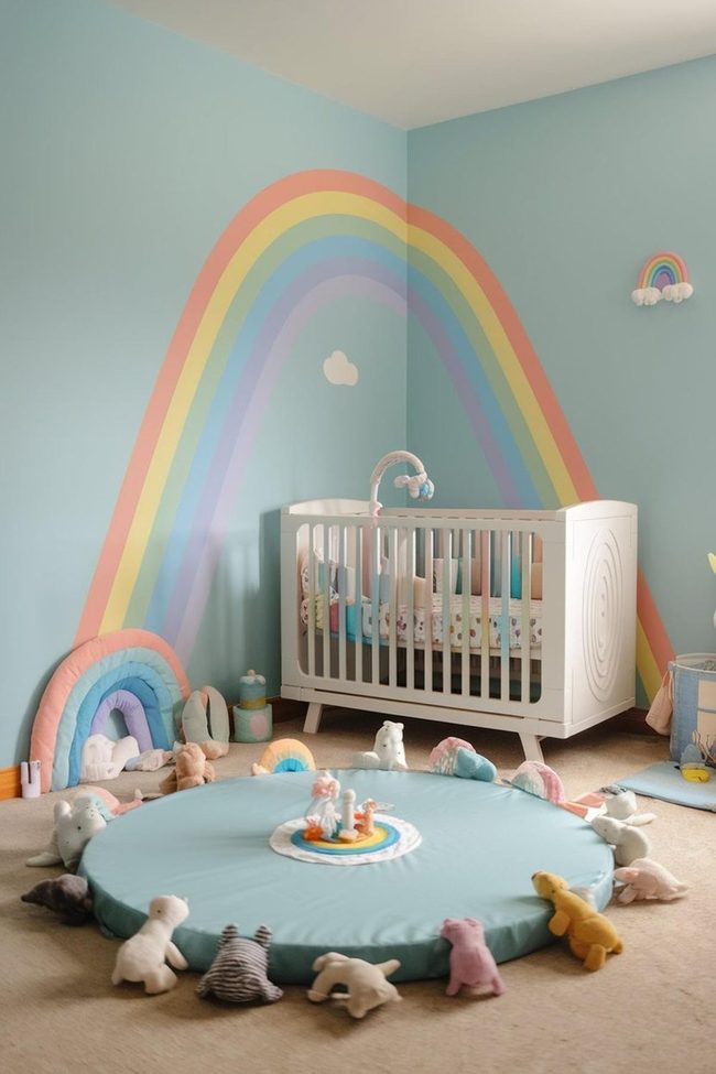 Pastel Rainbow Nursery Mural