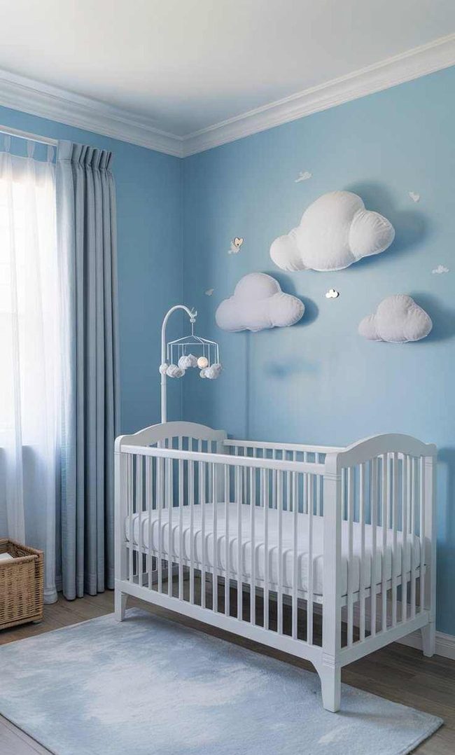 Sky Blue Nursery With Crisp White