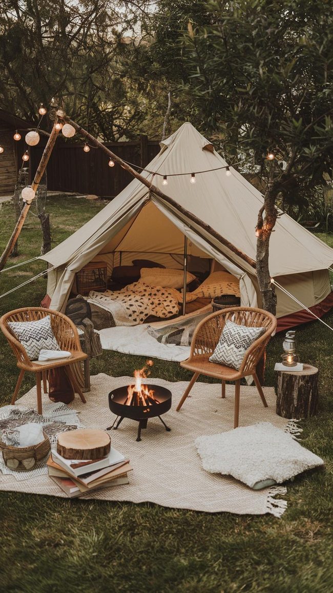 Backyard Tent and Marshmallows