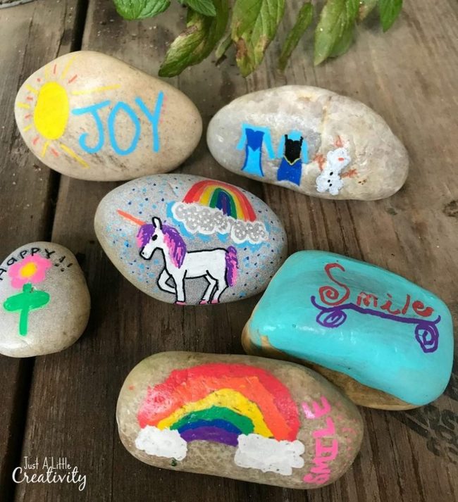 Colorful Painted Stones Joy