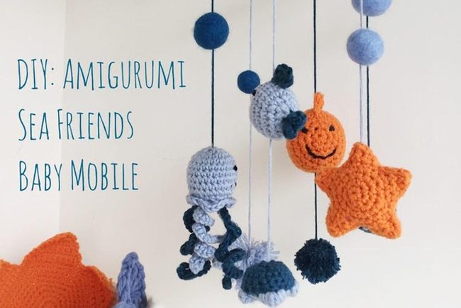 Crocheted Ocean Creatures Mobile