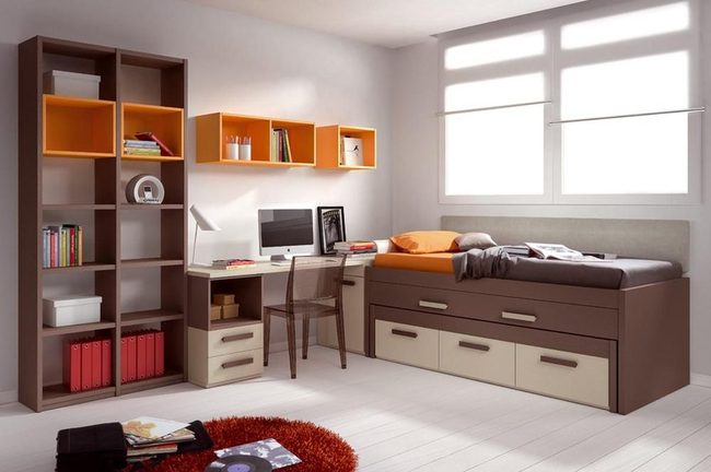 Orange Shelves Small Space Storage
