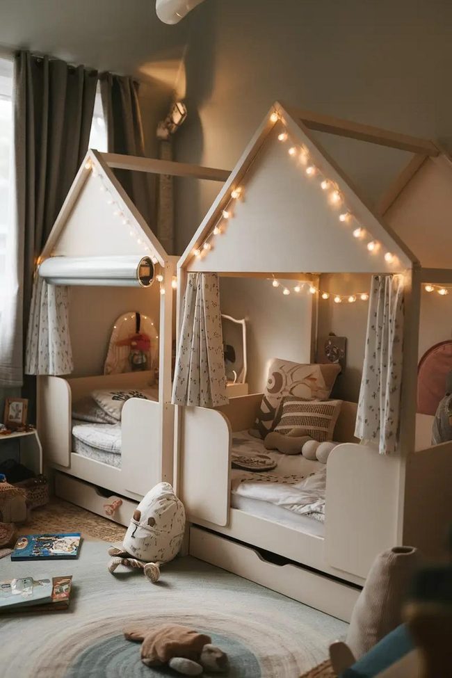 Whimsical House-Shaped Bunk Beds