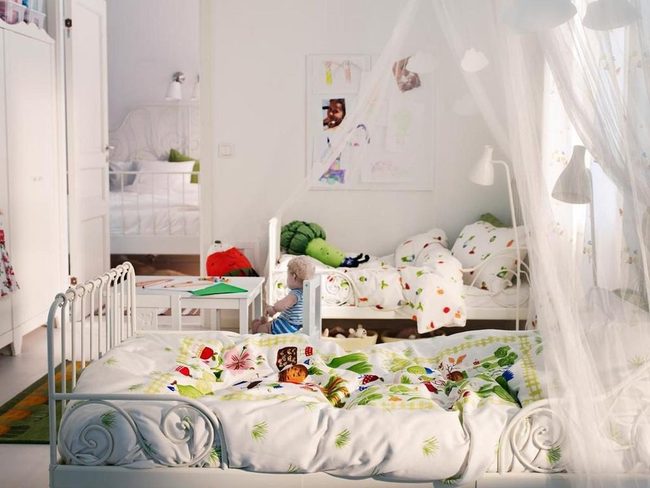 Sunlit Kids Room With Fruit Patterns