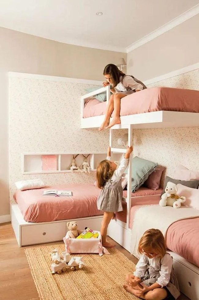 White Bunk Bed Pink Dreams