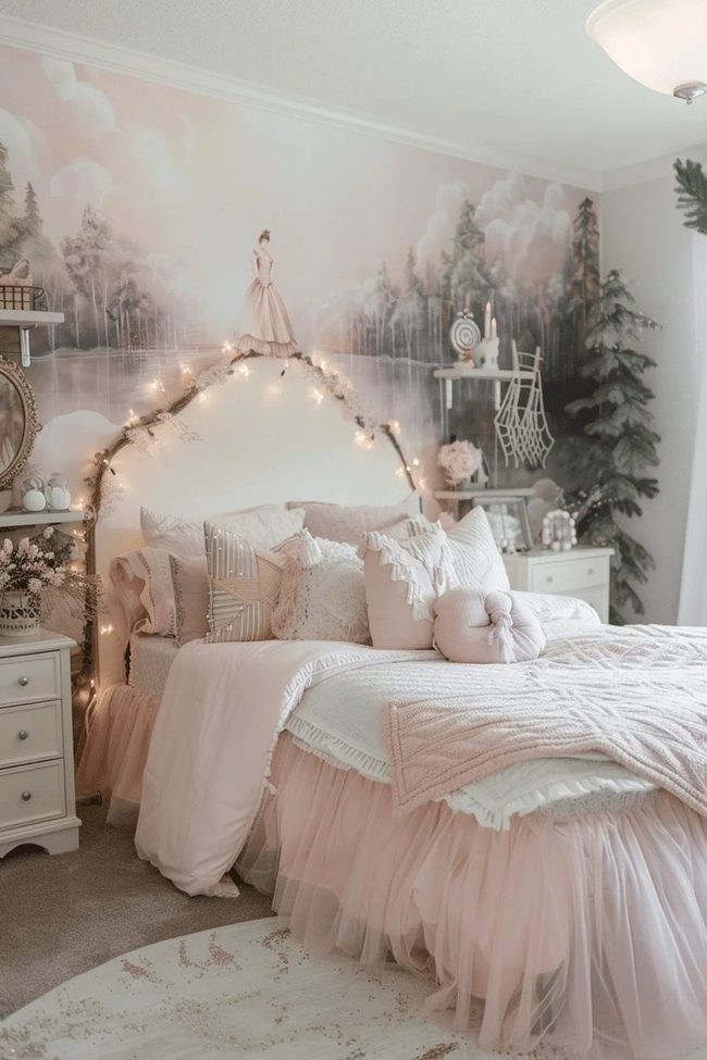 Pink Clouds With Fairy Lights