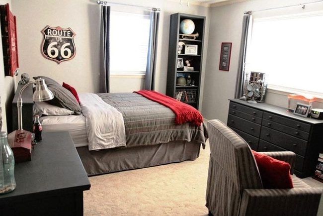 Red Accents On Grey Walls