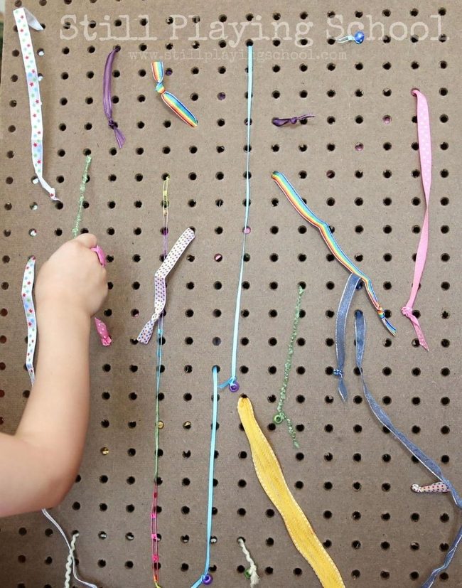 Colorful Ribbons On Pegboard
