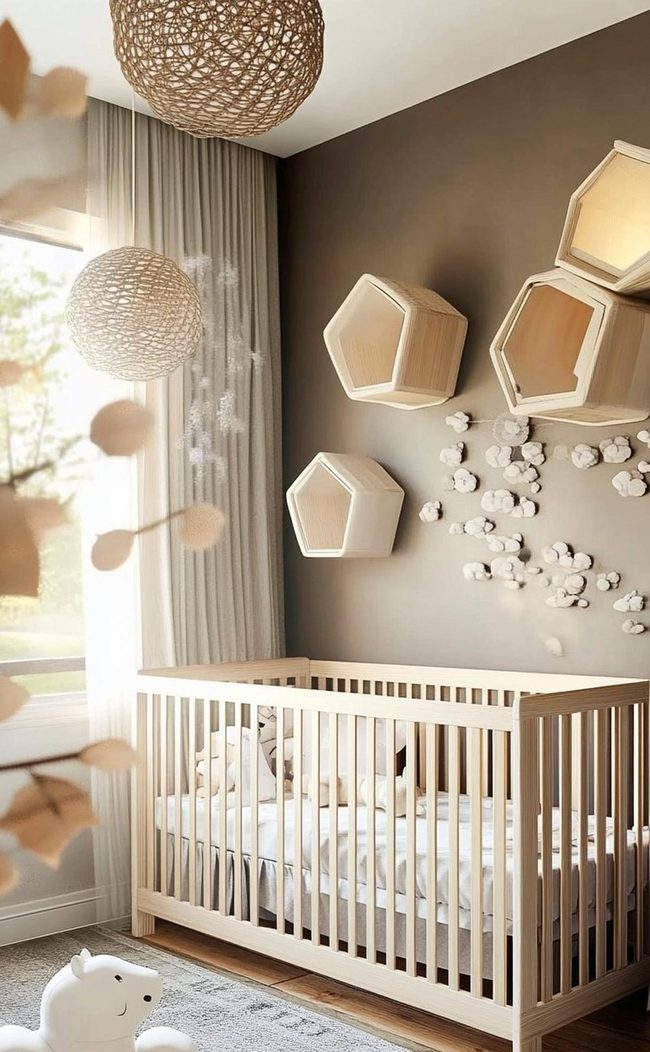 Hexagonal Wooden Shelves Nursery