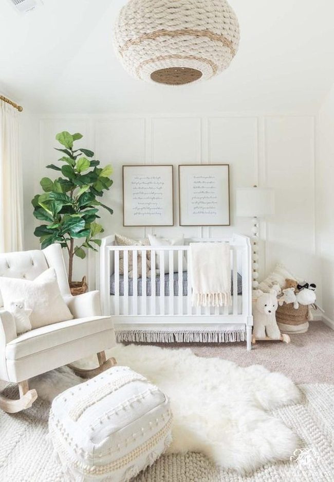 Cream Walls, Striped Crib Essentials