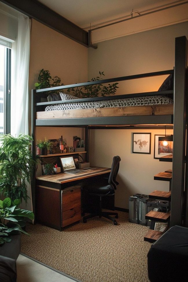 Elevated Bed Creates Floor Space