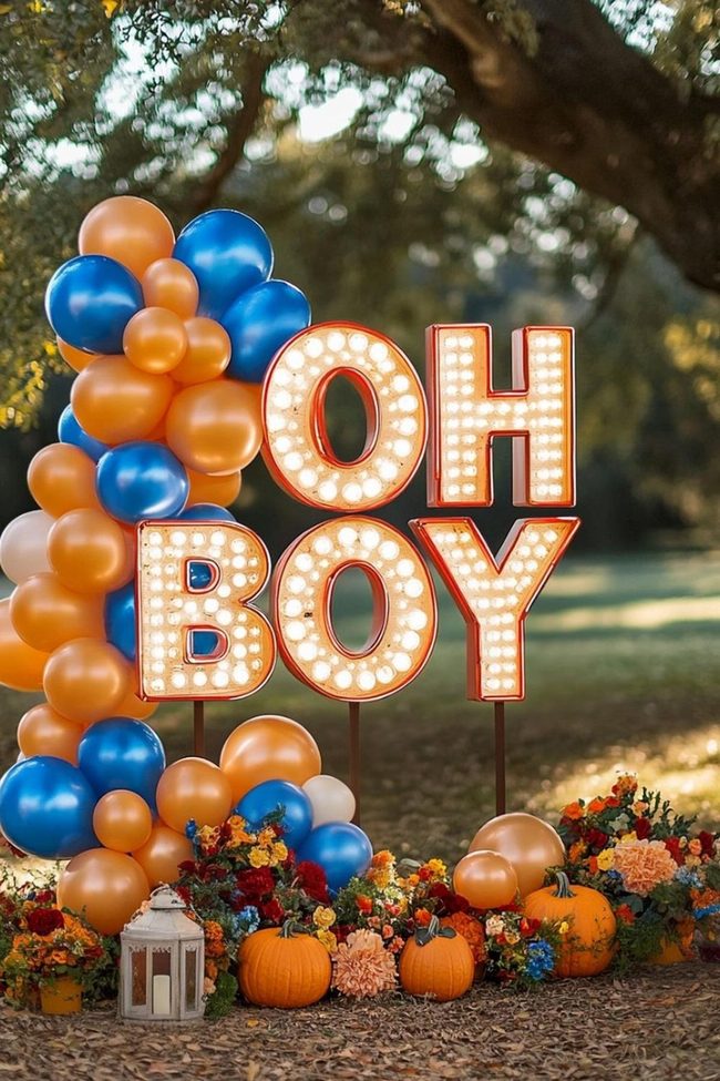 Orange And Blue Balloon Arch