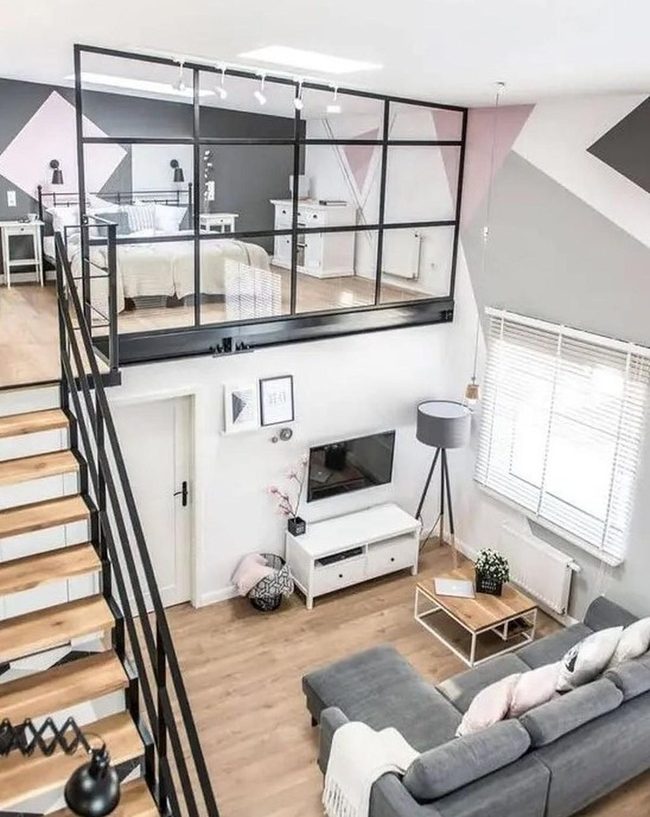 Gray Couch, Pink Geometry, Green Life