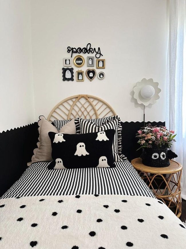 Black Striped Spooky Bedroom