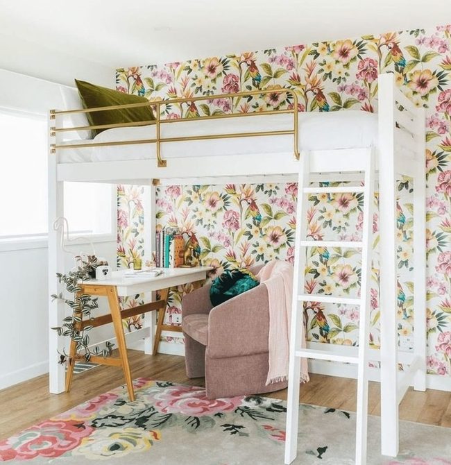 Gold-Trimmed Loft Bedroom