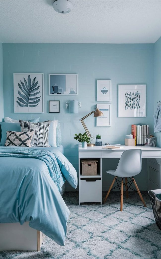 Lighting Blue Plush Rug Warmth