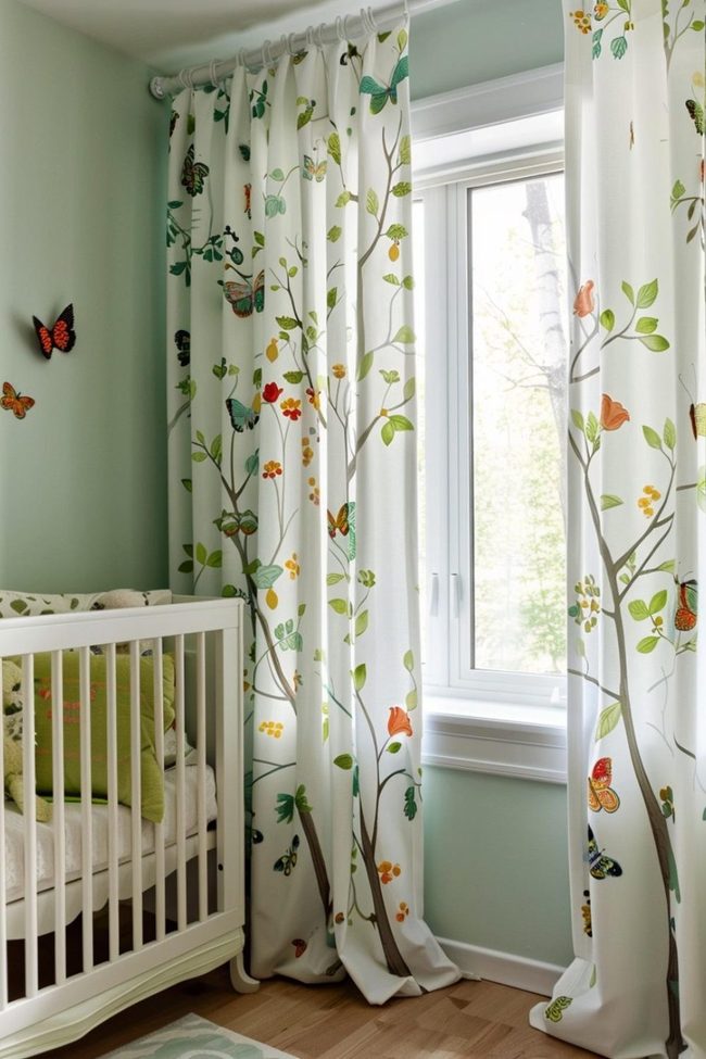 Green Woodland Curtains For Nurseries