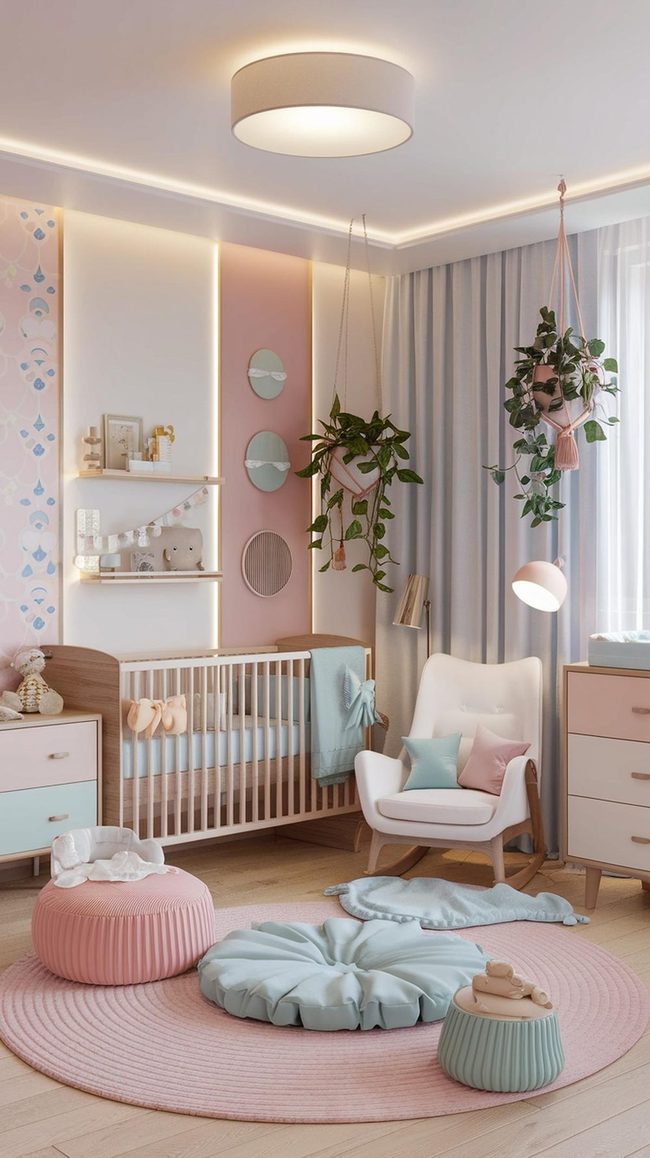 Pastel Walls With Living Greenery