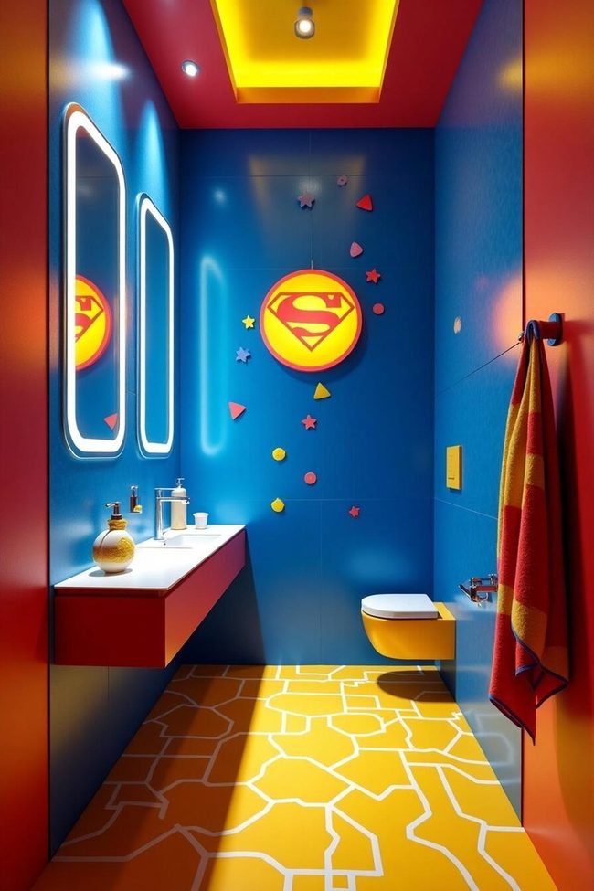 Primary Color Comic Book Bathroom