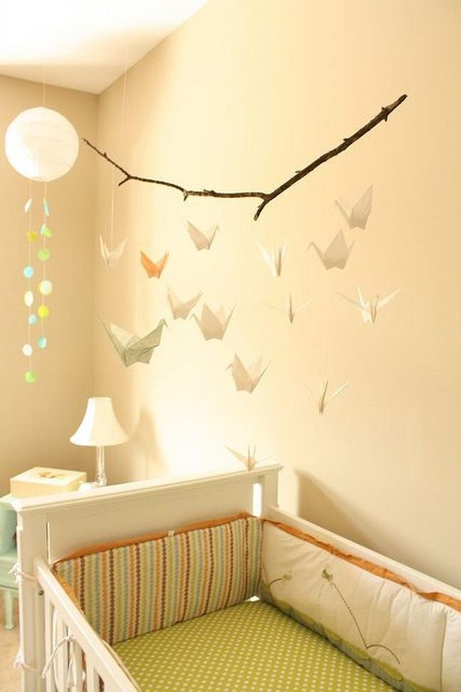 Paper Cranes And Green Polka Dots