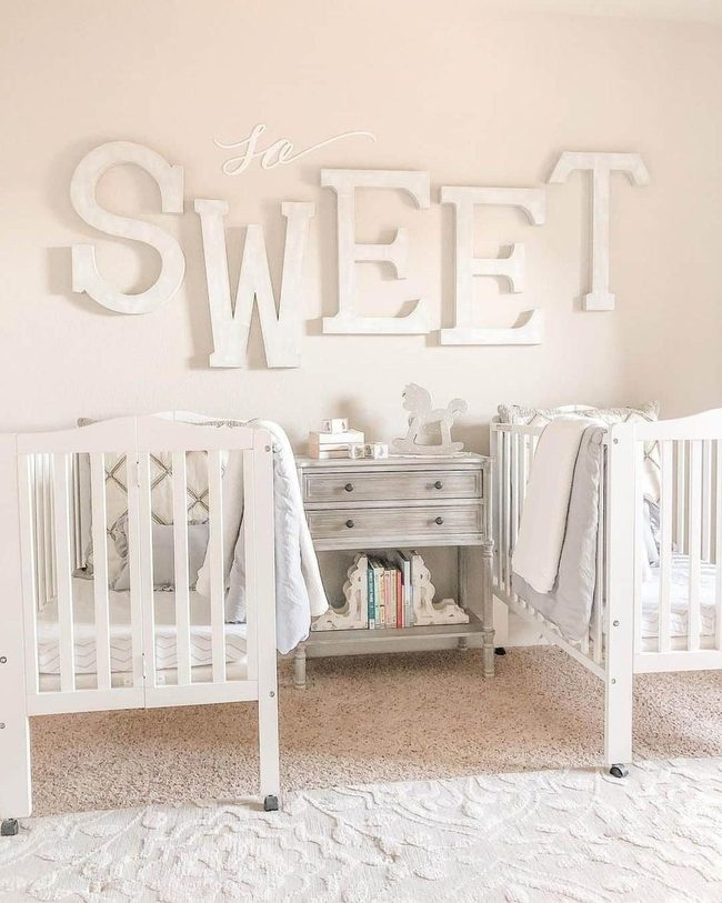 Whitewashed Letters, Neutral Nursery