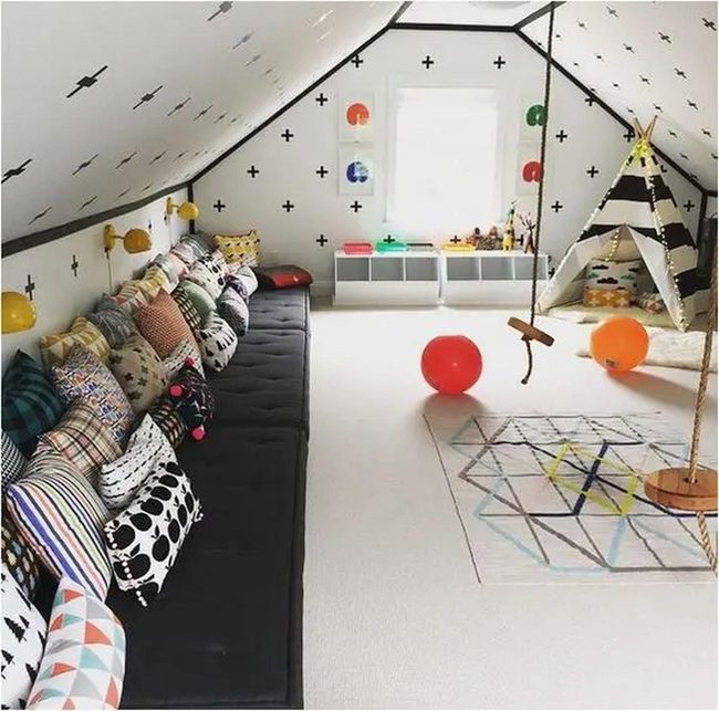 Black Crosses White Walls Playroom