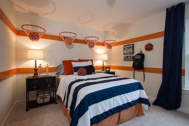 Suspended Basketballs, Team-Colored Walls
