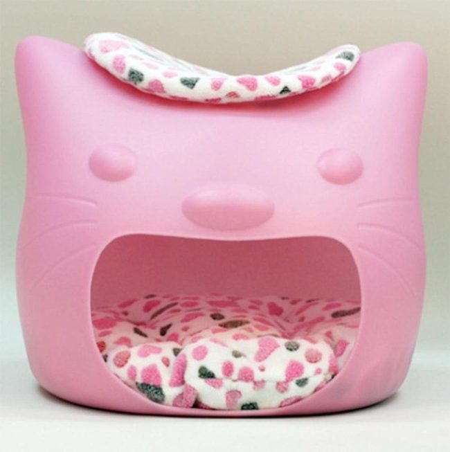 Pink Cat-Shaped Pet Hideaway