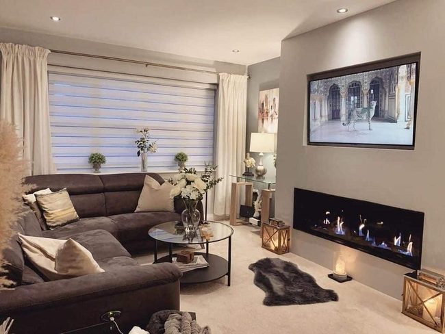 Recessed Tv, Fireplace, Farmhouse Lanterns
