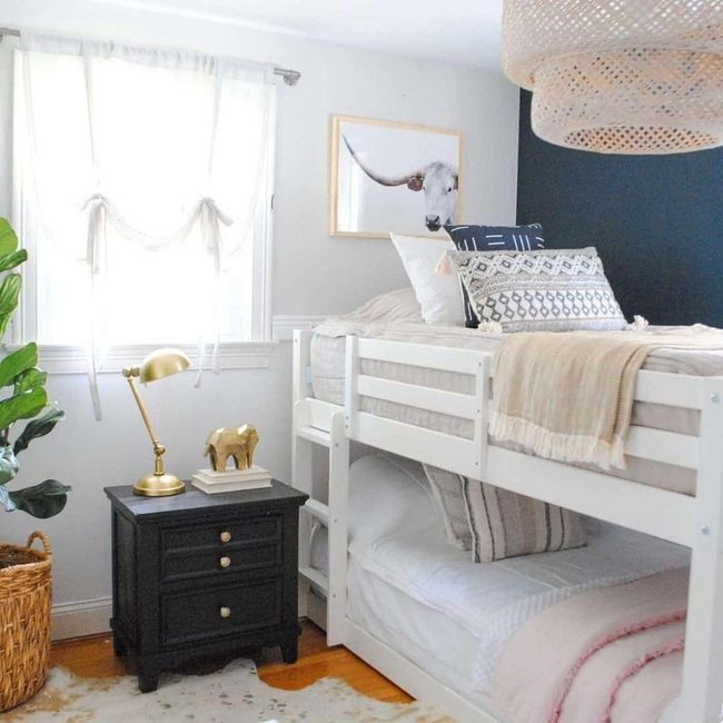 Dark Blue Walls Warm Hardwood Haven