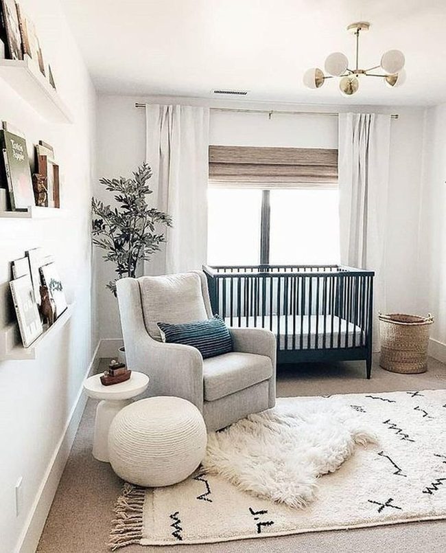 Soft Blue Nursery, Dark Wood Moments